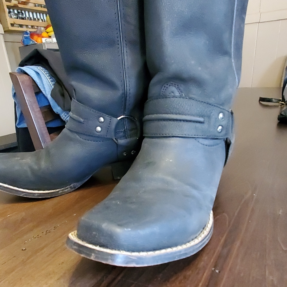 Genuine leather moto boots